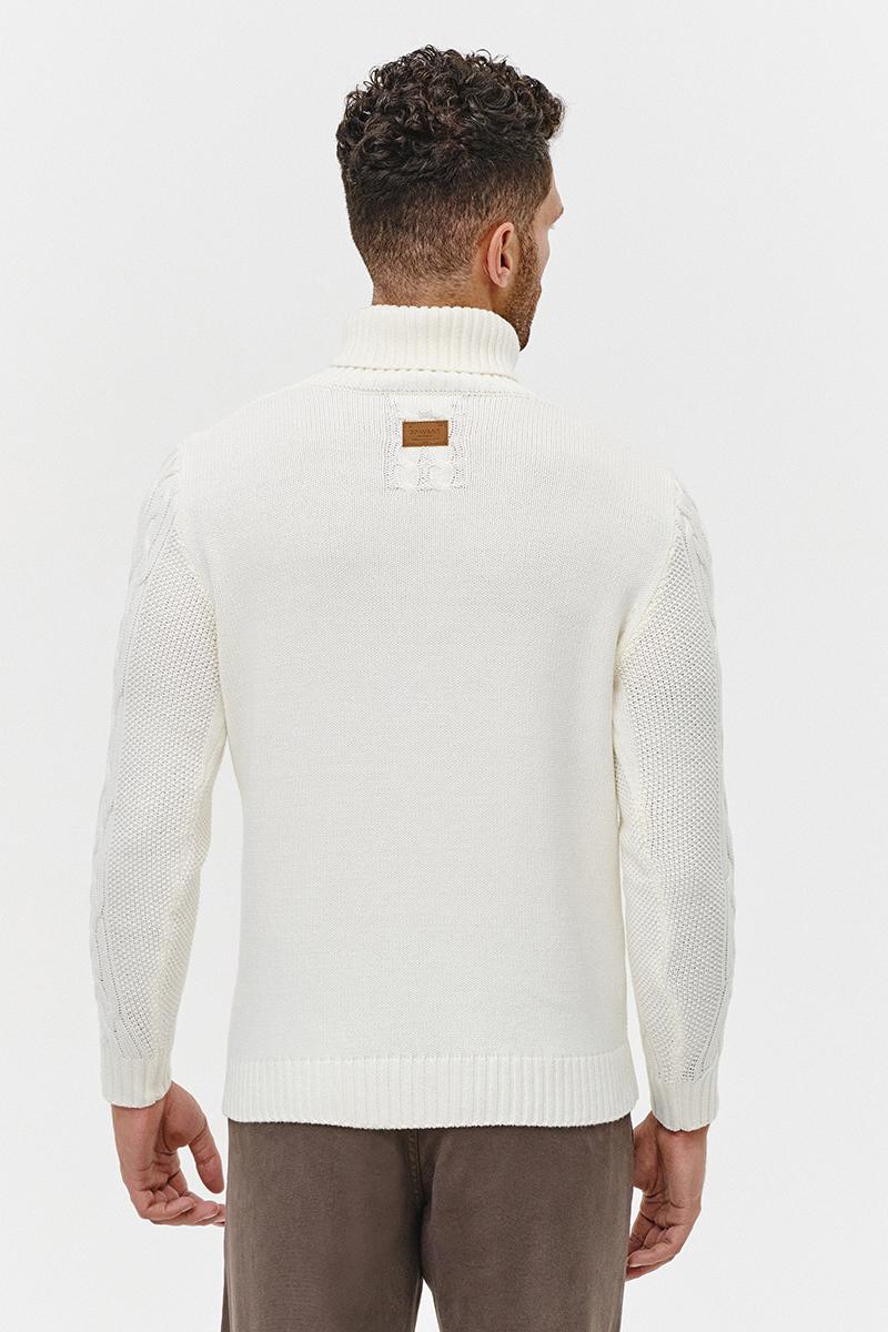 ecru golf męski, męski sweter na prezent, sweter zimowy w warkocze