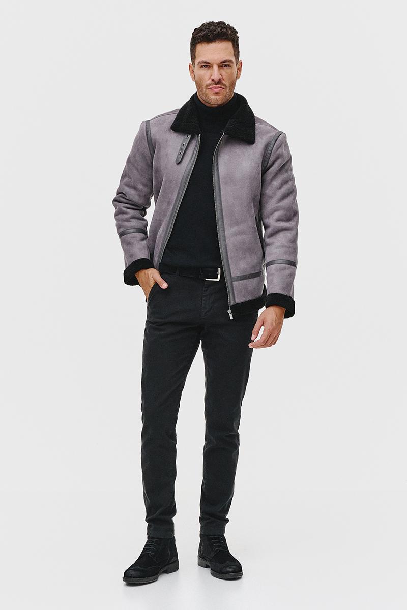 szary kożuch męski