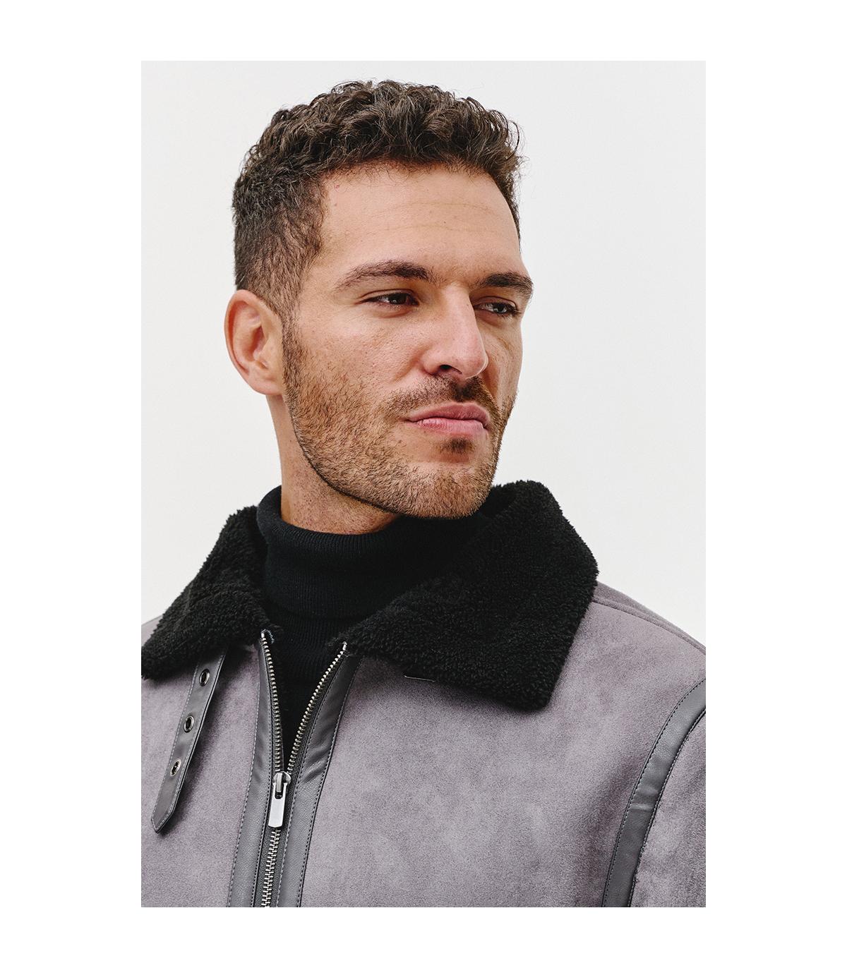 szary kożuch męski