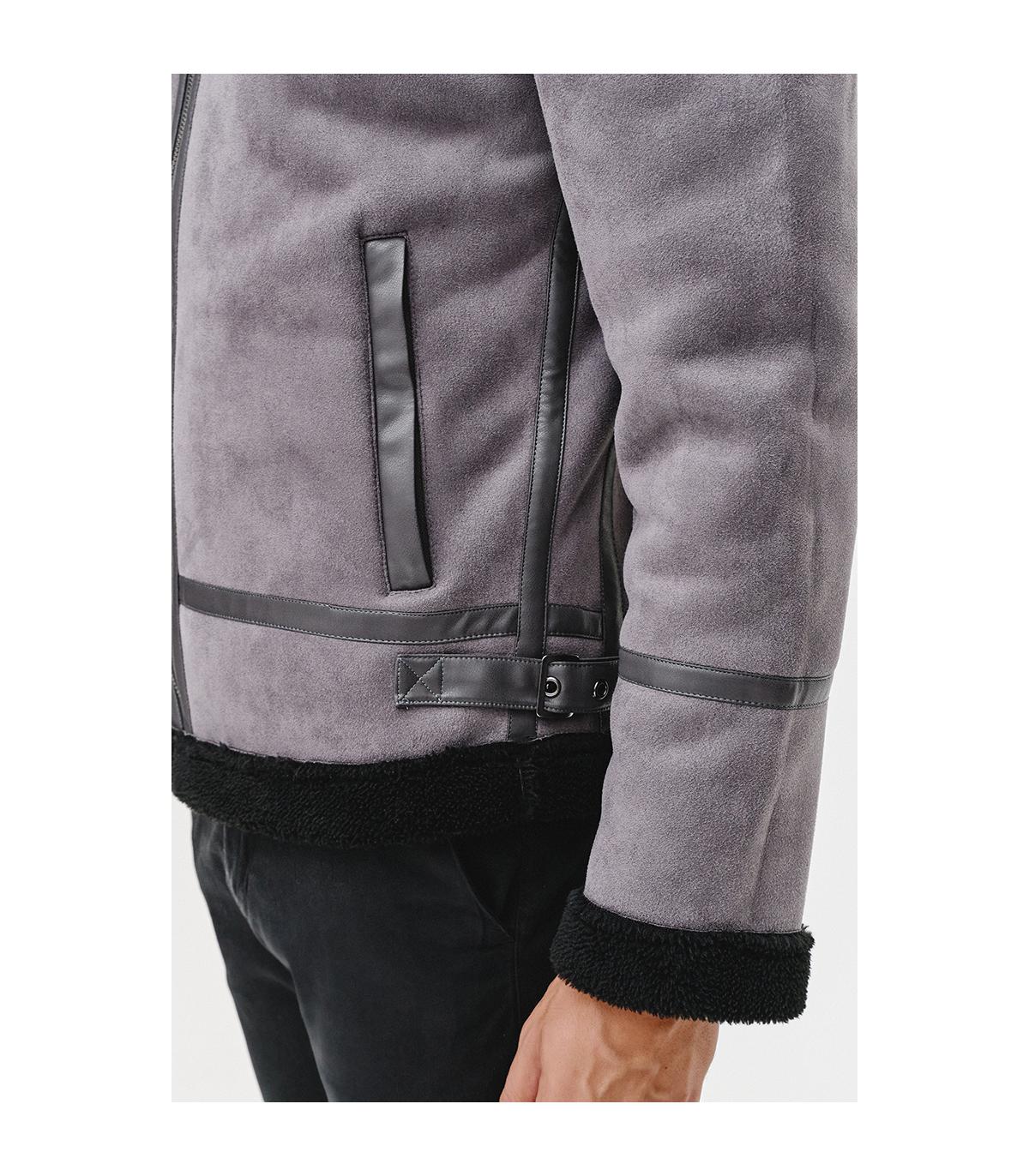 szary kożuch męski