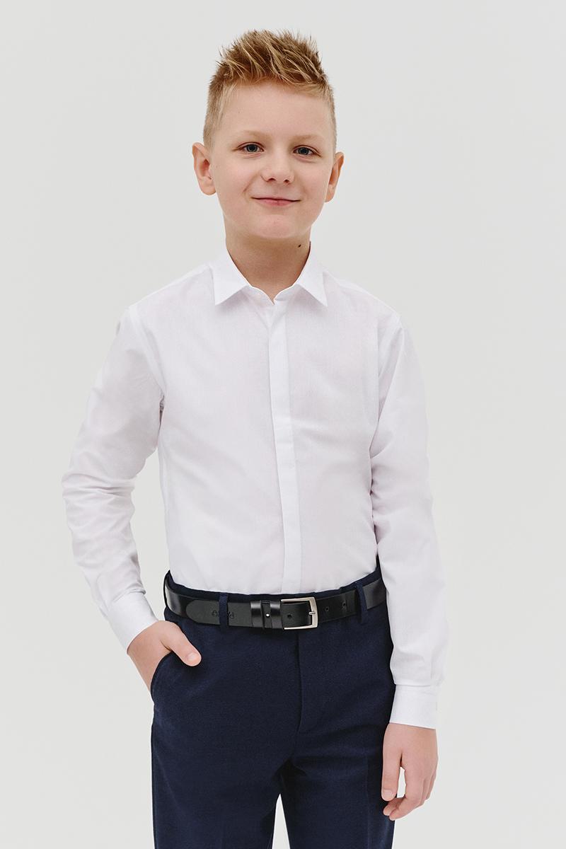 Biała koszula chłopięca z długim rękawem, biała koszula komunijna z kryta plisą, biała koszula na komunię dla chłopca