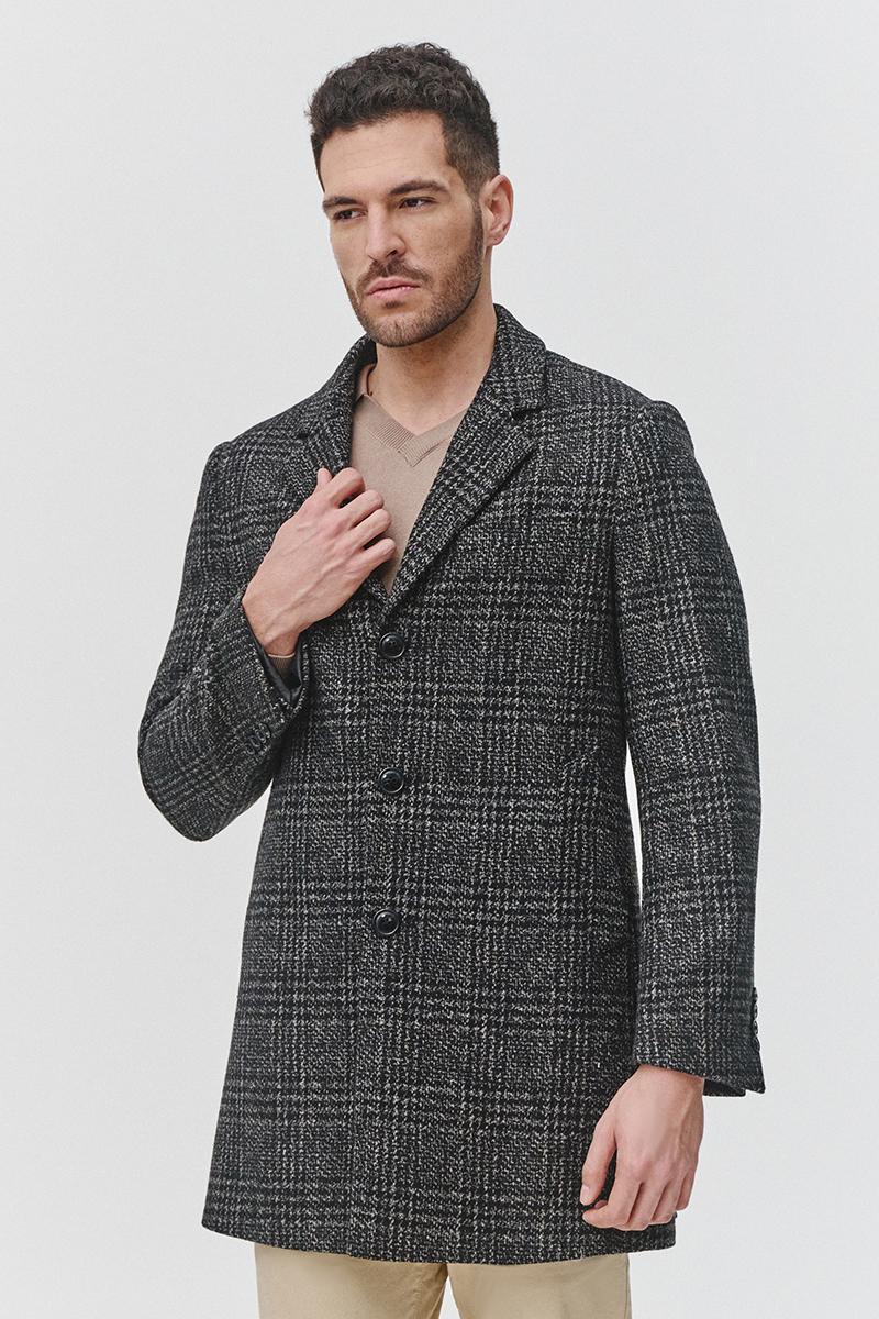 czarno- szary płaszcz męski elegancki