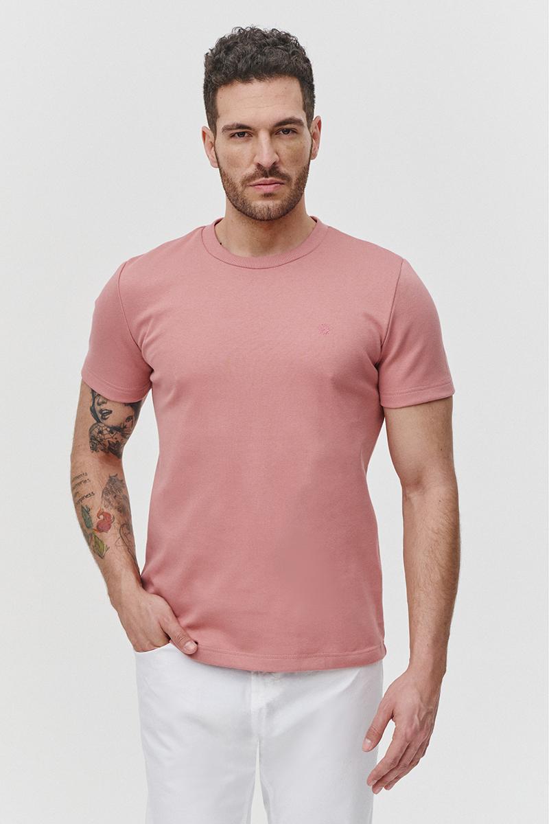 dzianinowy t-shirt męskie w kolorze brudnego różu