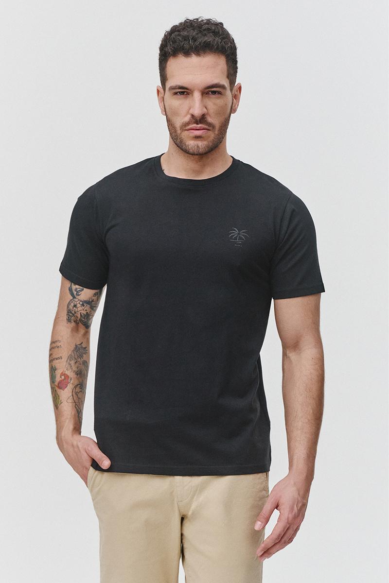 czarny t-shirt męski, bawełniana koszulka męska czarna
