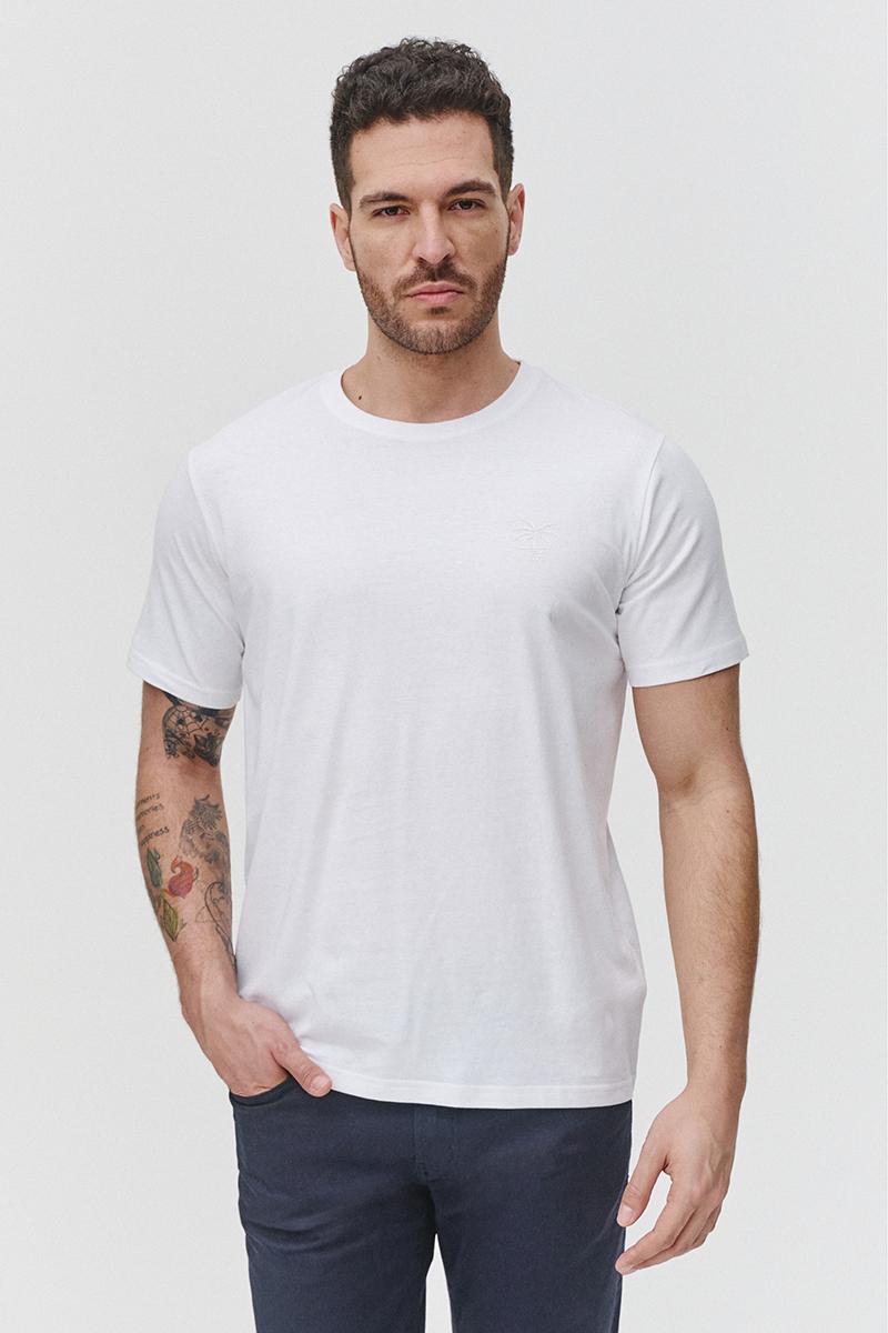Biały t-shirt męski, biała koszulka męska z bawełny
