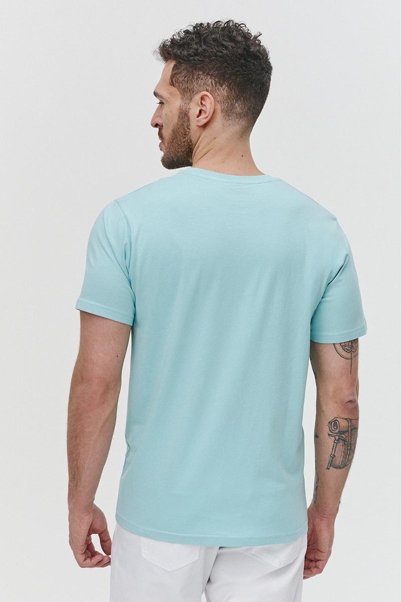 jasno niebieska koszulka męska, bawełniany t-shirt w kolorze lazurowym