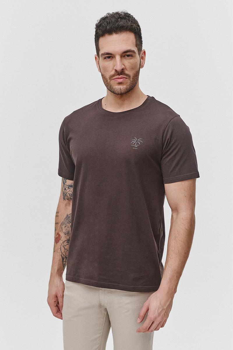 brązowy t-shirt męski