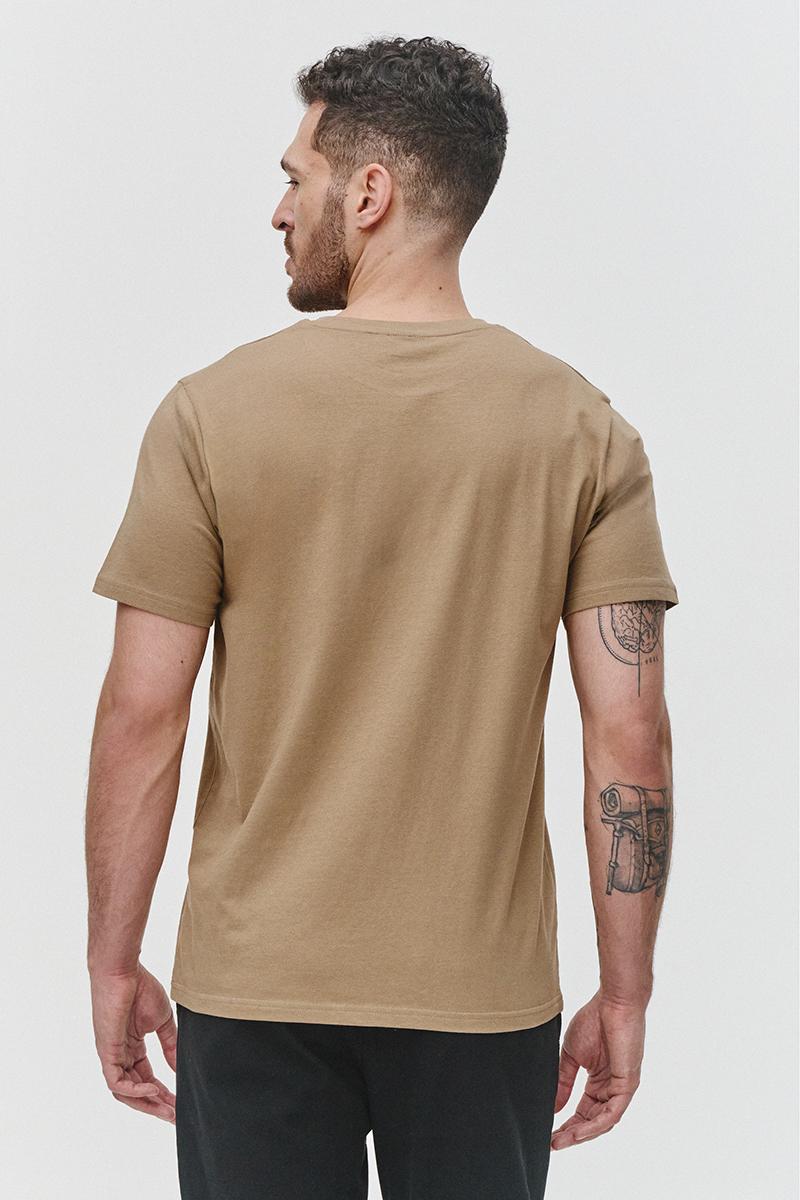 beżowy t-shirt męski, bawełniana koszulka męska bezowa