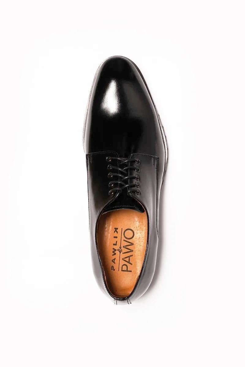czarne buty męskie, wyższe buty męskie, buty na traktorowej podeszwie, buty męskie na studniówkę