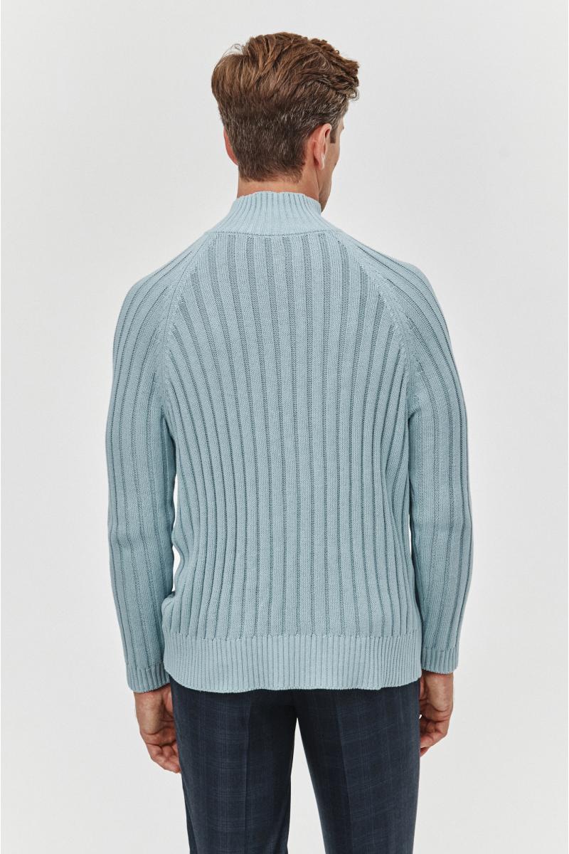 błękitny sweter męski, półgolf męski błękitny