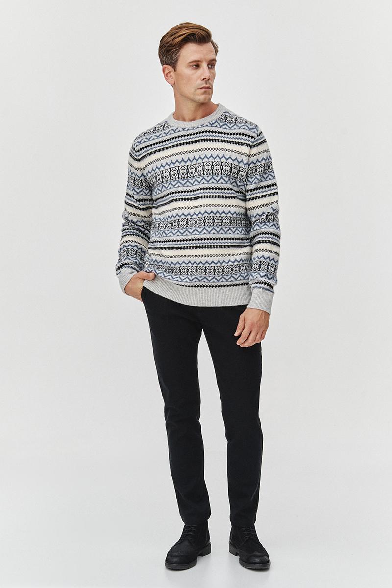 zimowy sweter męski  w norweskie wzory z wełną, wełniany sweter męski na prezent