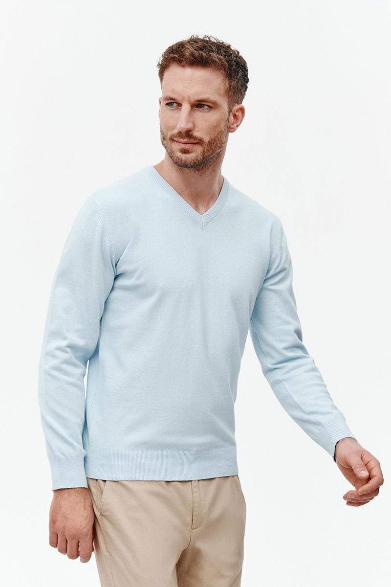 błękitny sweter v neck