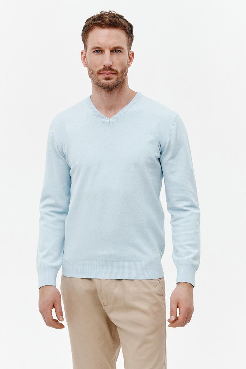 błękitny sweter v neck