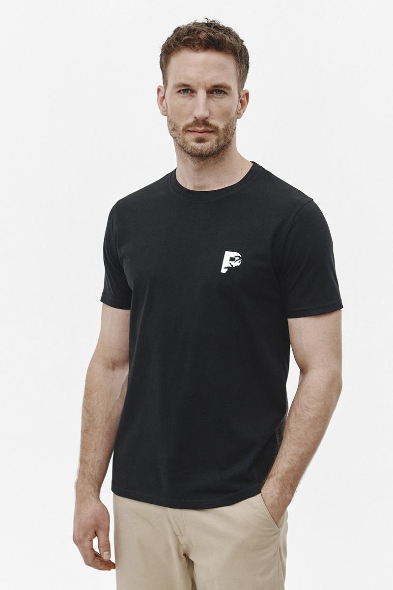 Czarny t-shirt z nadrukiem