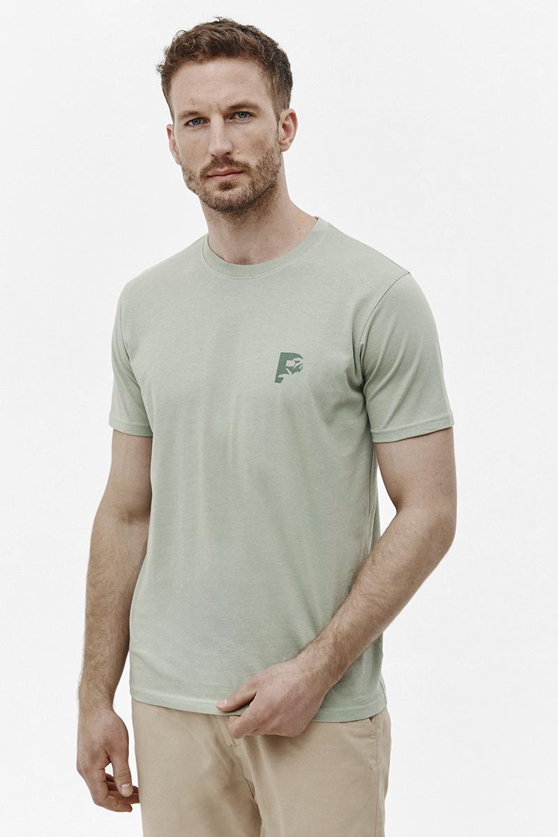 jasnozielony t-shirt w nadrukiem