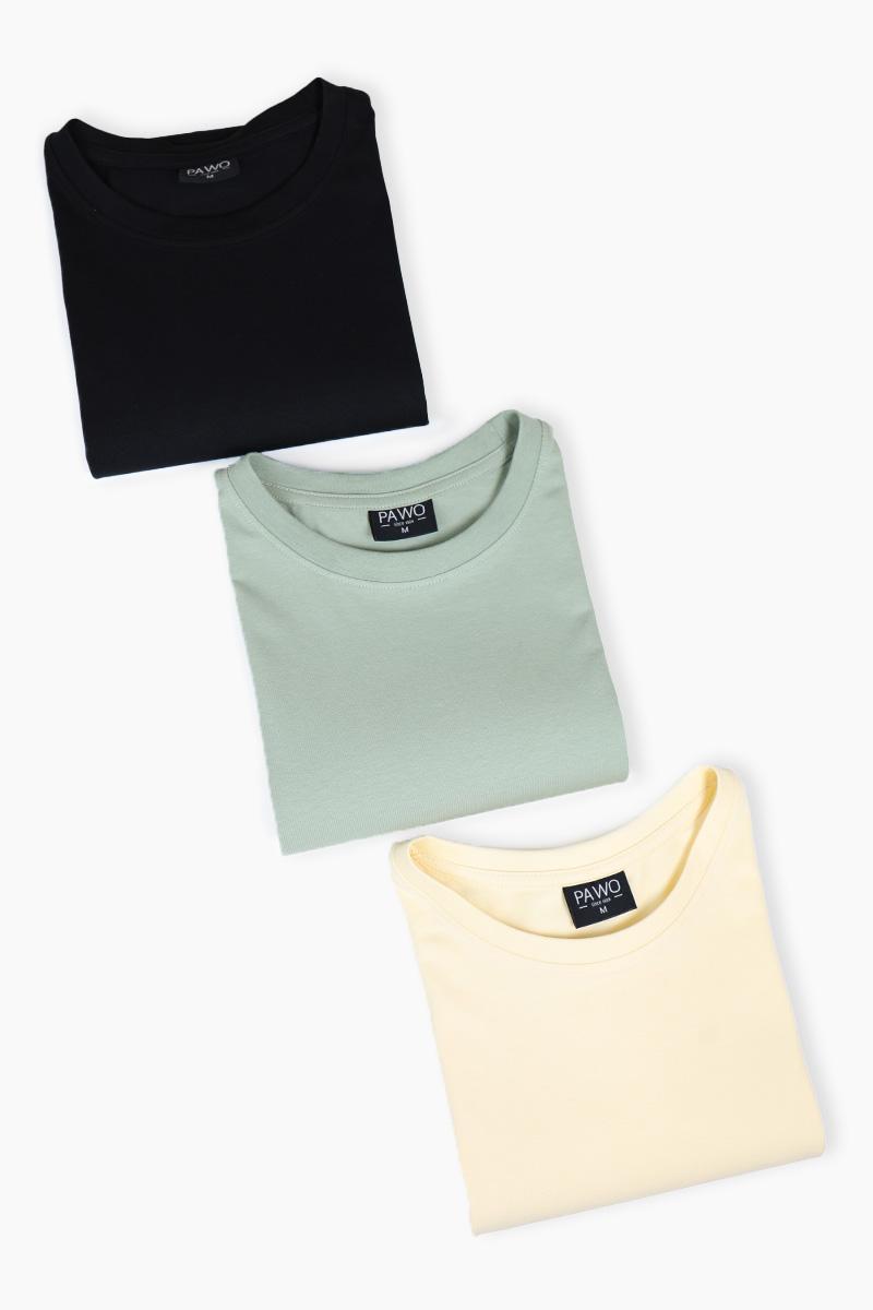 t-shirt round neck żółty