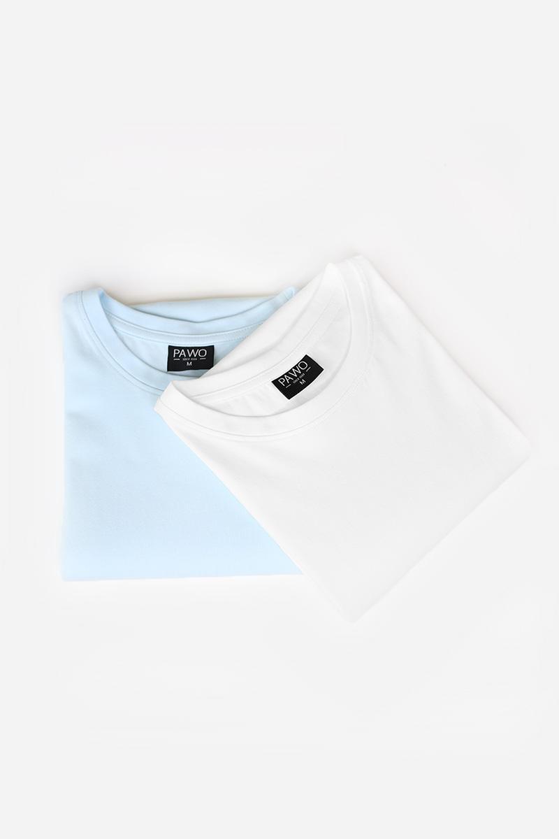 t-shirt round neck niebieski