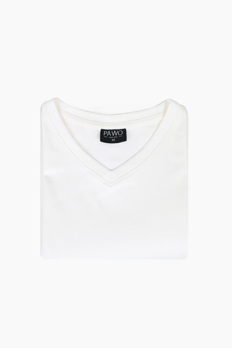t-shirt v-neck biały