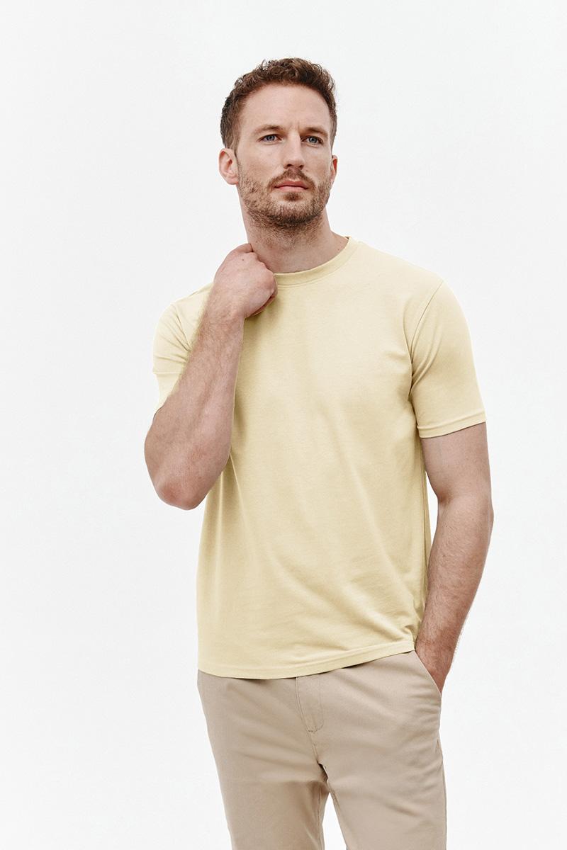 t-shirt round neck żółty