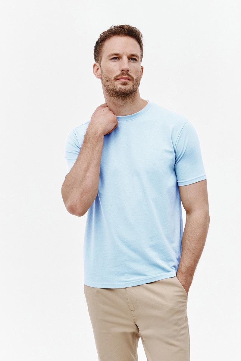 t-shirt round neck niebieski