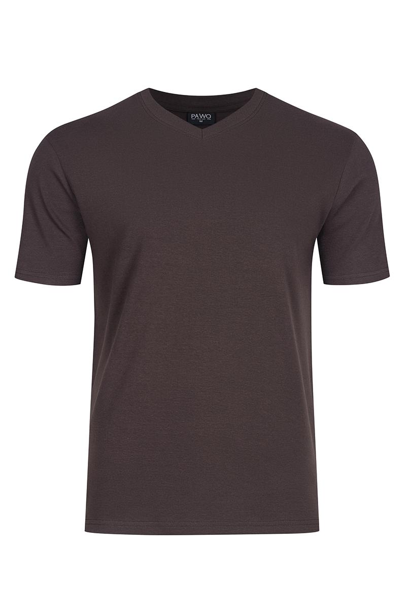 t-shirt v-neck brązowy