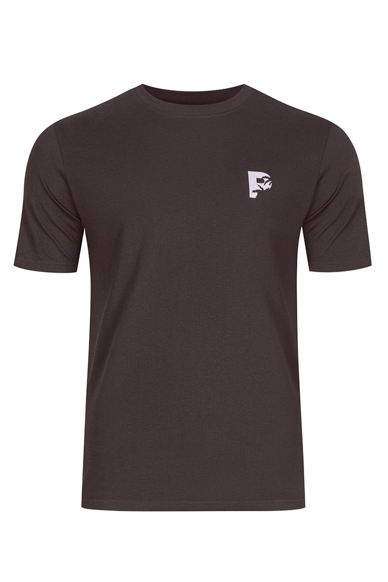 brązowy t-shirt z nadrukiem