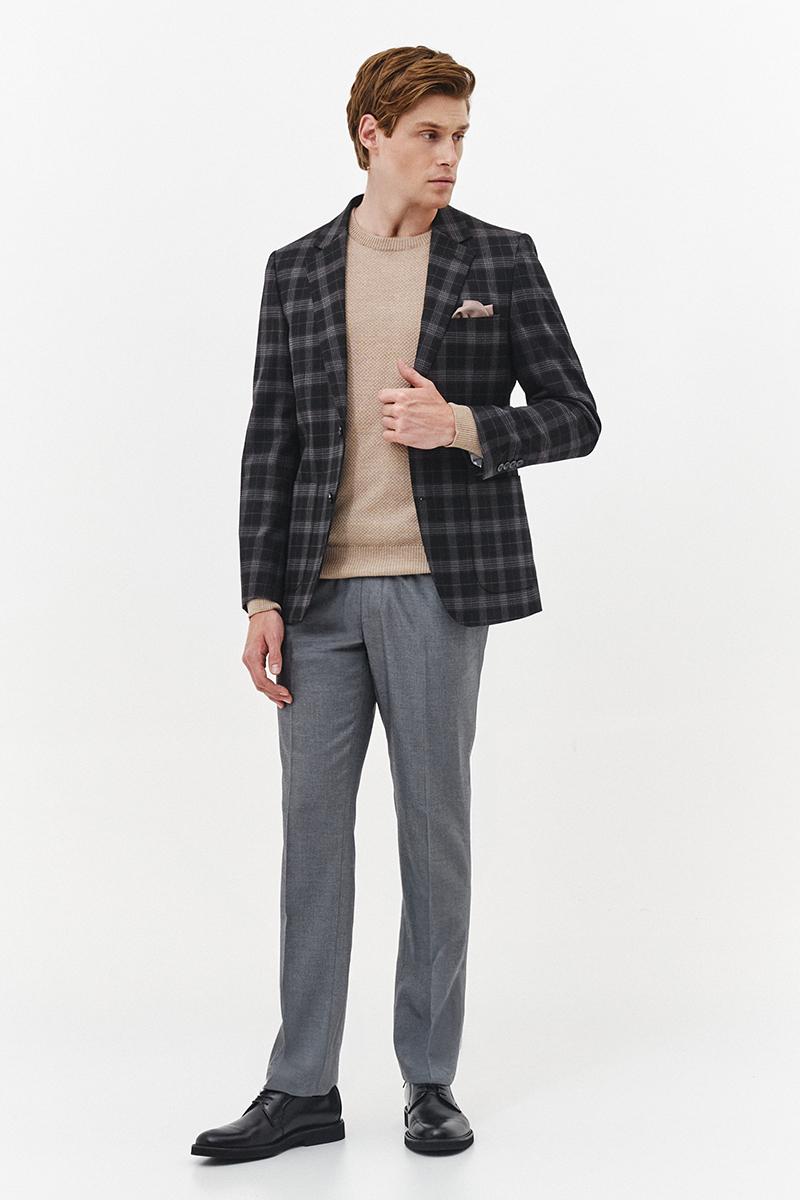 ciemnoszara marynarka męska w kratę