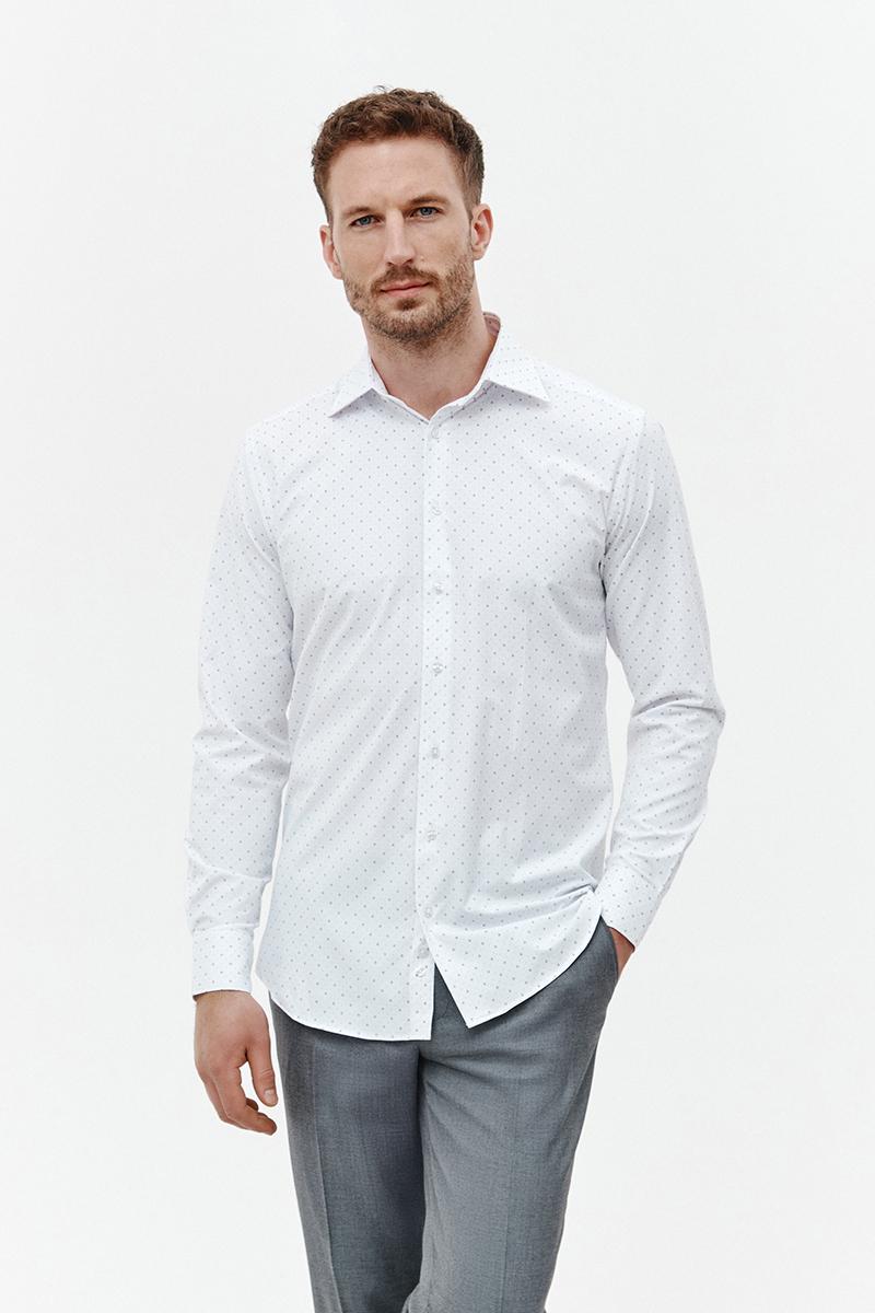 BIAŁA KOSZULA MĘSKA Z WZOREM REMO SLIM