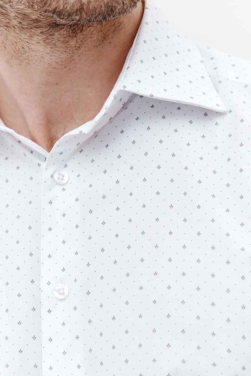 BIAŁA KOSZULA MĘSKA Z WZOREM REMO SLIM