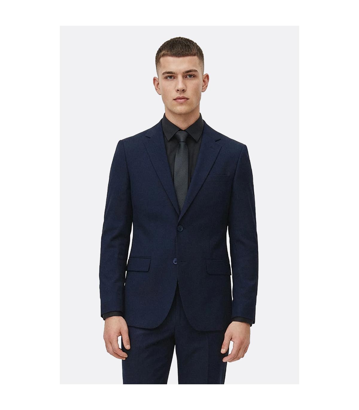 granatowy garnitur meski w kratę