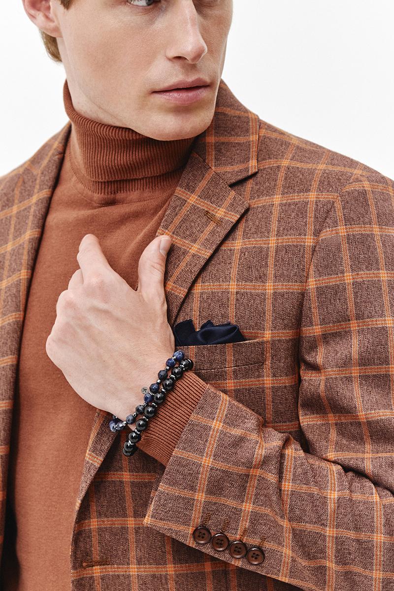 BRĄZOWA MARYNARKA MĘSKA W KRATĘ ORO