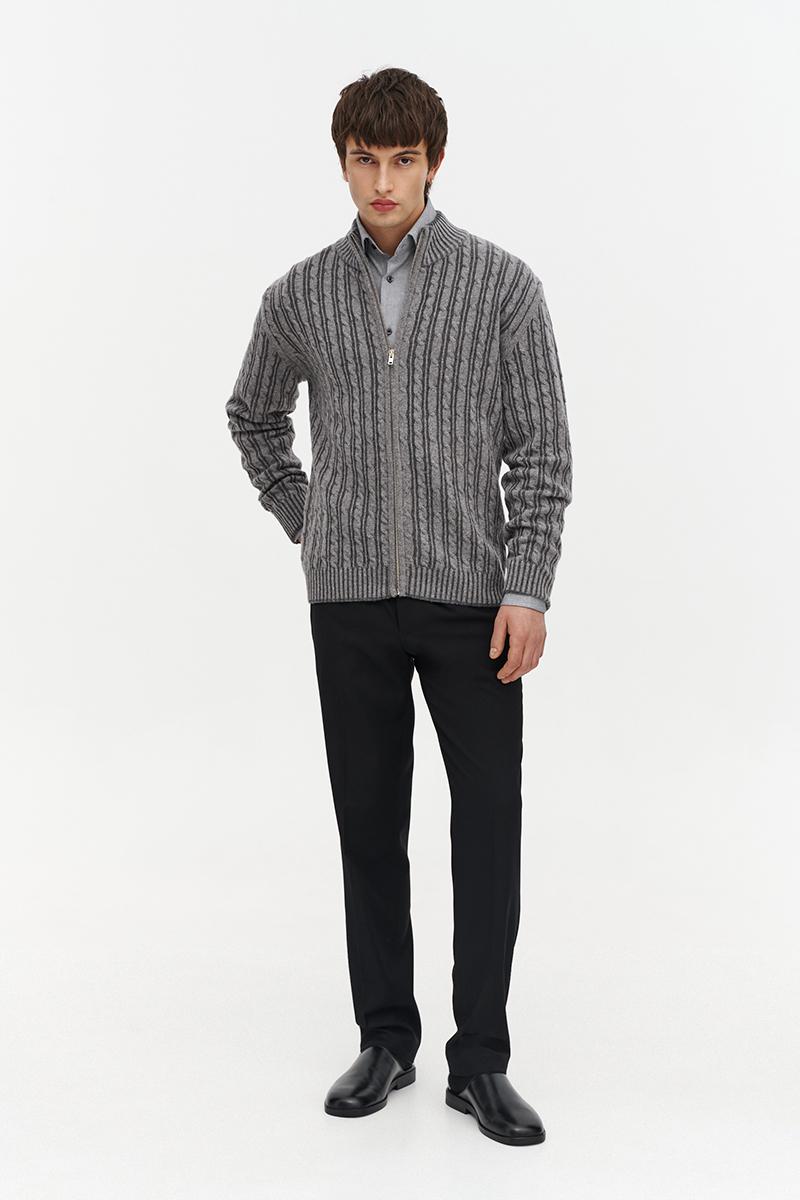 szary kardigan z merino