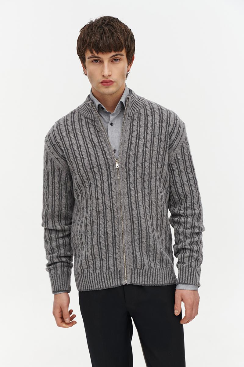 szary kardigan z merino