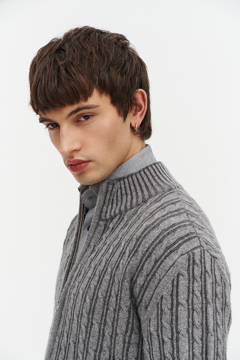 szary kardigan z merino