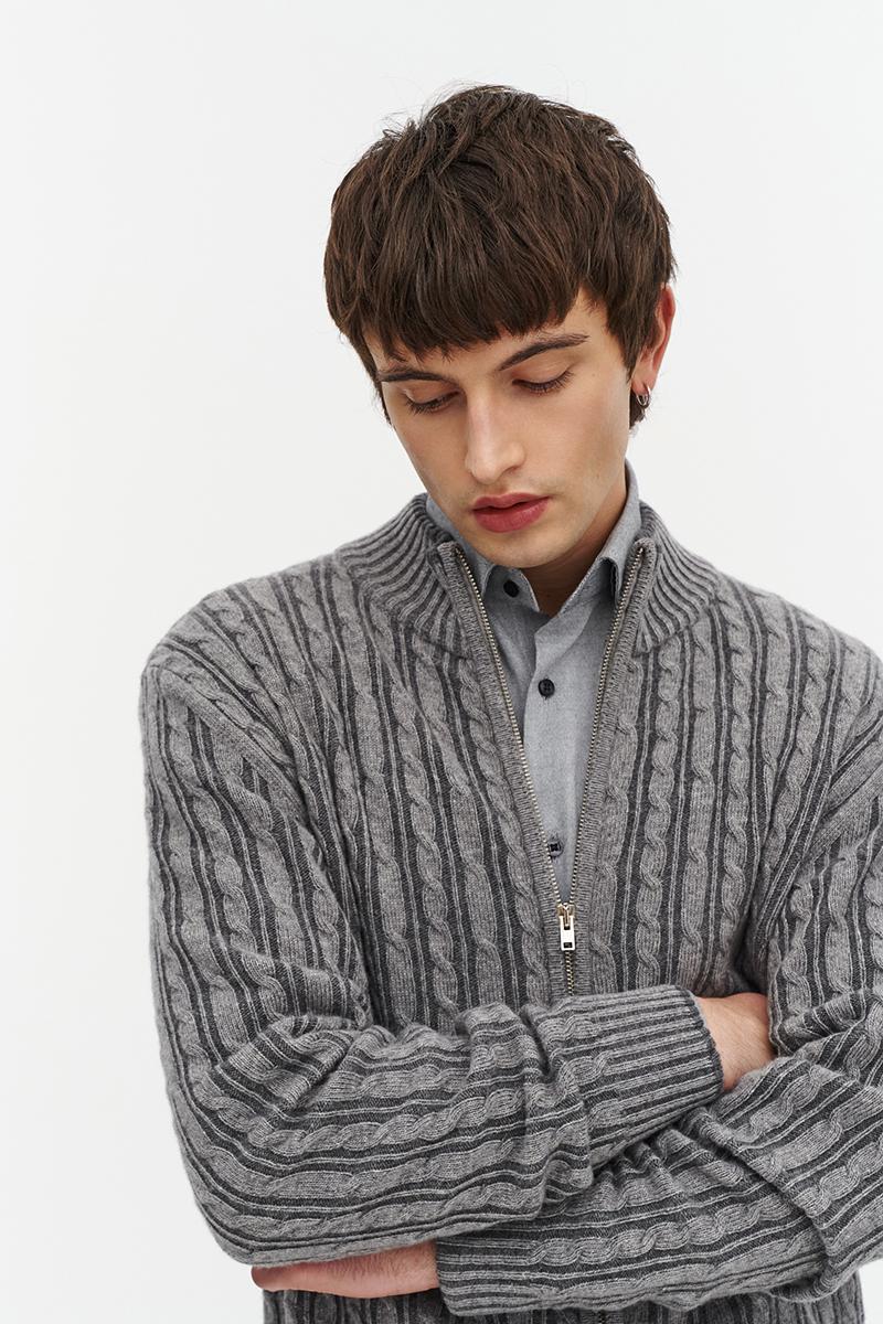 szary kardigan z merino