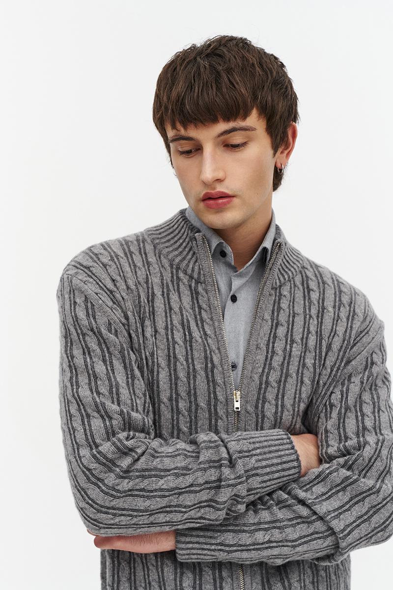 szary kardigan z merino