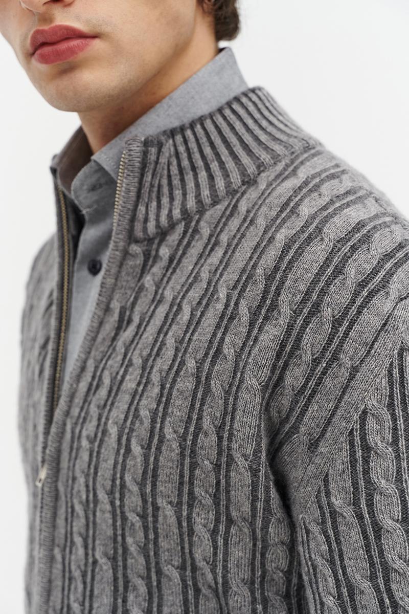 szary kardigan z merino