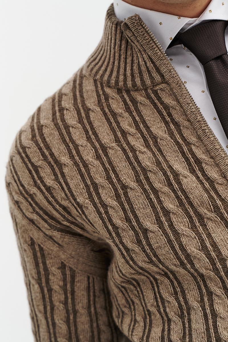 brązowy kardigan merino