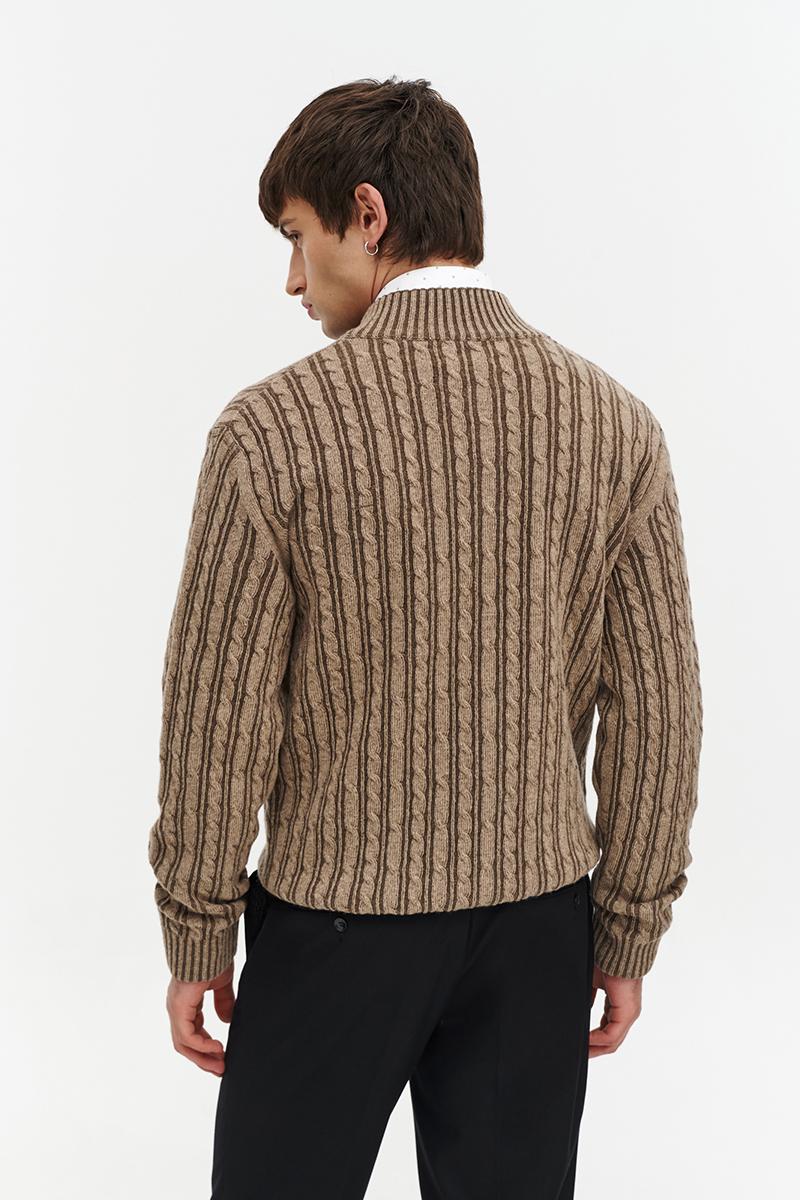 BEŻOWY KARDIGAN OSKO Z WEŁNY MERINO