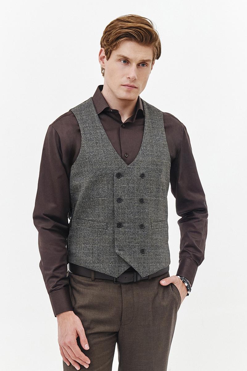 brązowa kamizelka męska