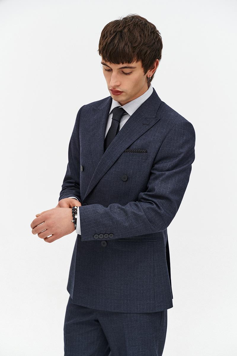 grafitowa marynarka męska dwurzędowa