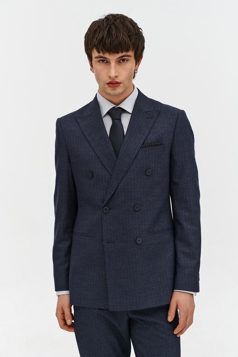 grafitowa marynarka męska dwurzędowa