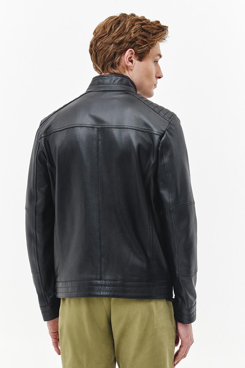 CZARNA SKÓRZANA KURTKA MĘSKA RENO