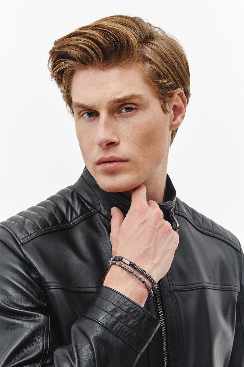 CZARNA SKÓRZANA KURTKA MĘSKA RENO