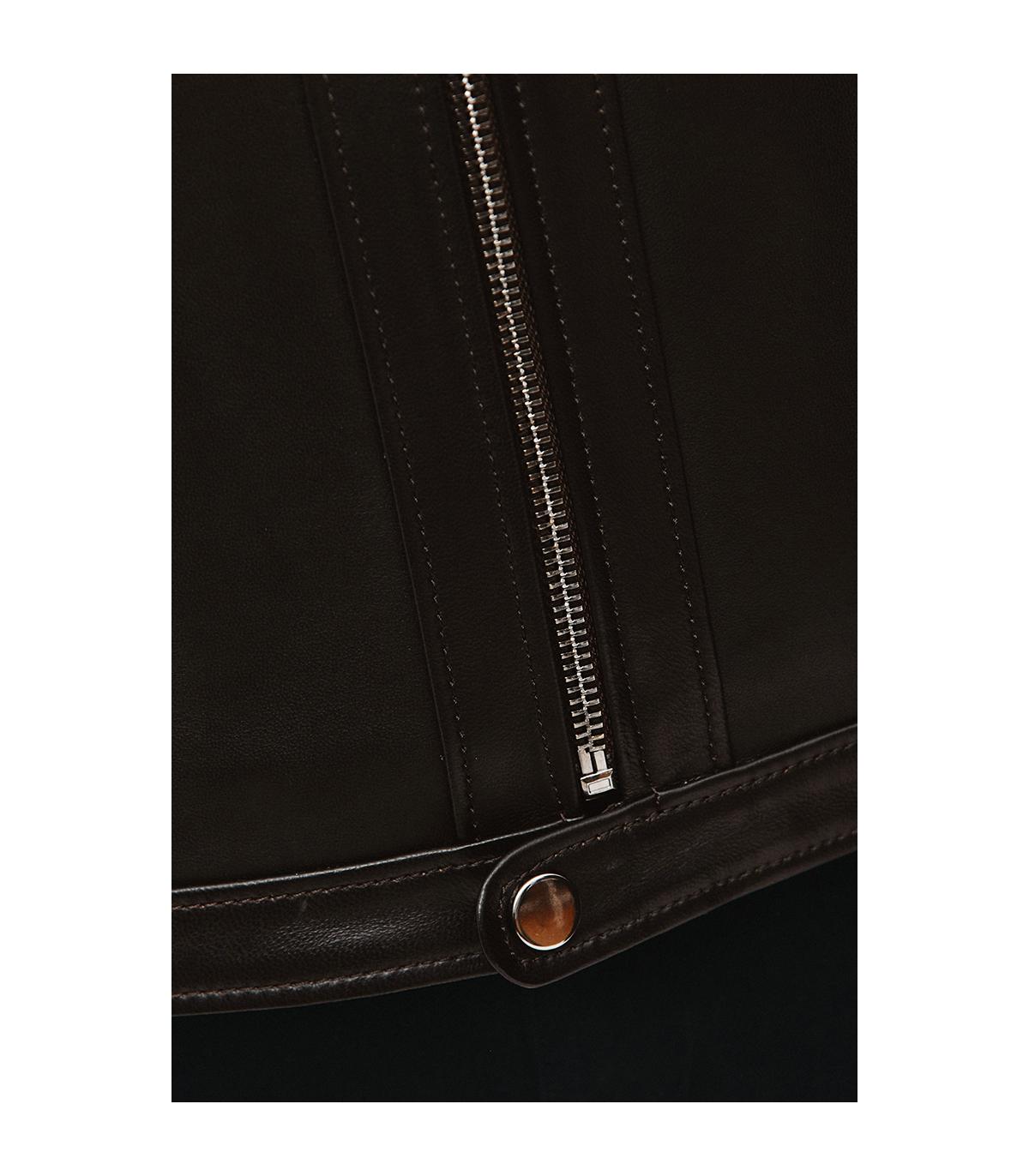 CIEMNOBRĄZOWA SKÓRZANA KURTKA MĘSKA ROB