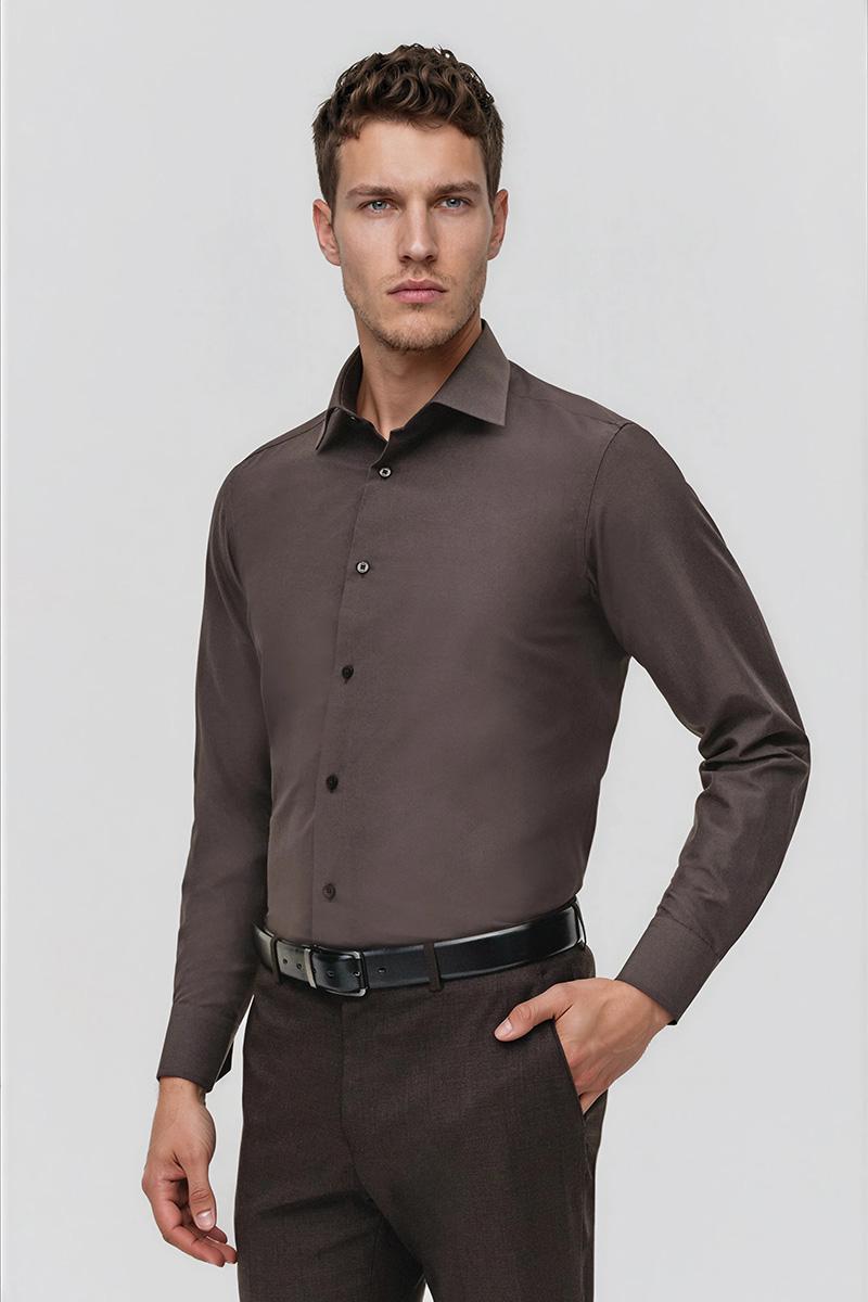 BRĄZOWA KOSZULA MĘSKA