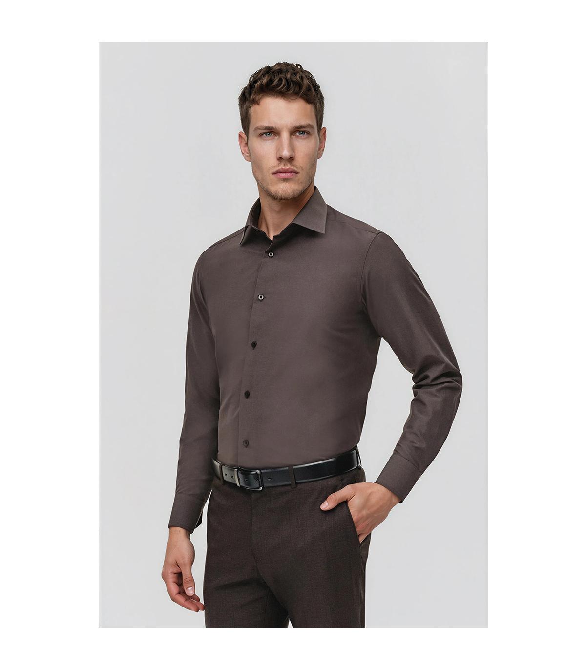 BRĄZOWA KOSZULA MĘSKA