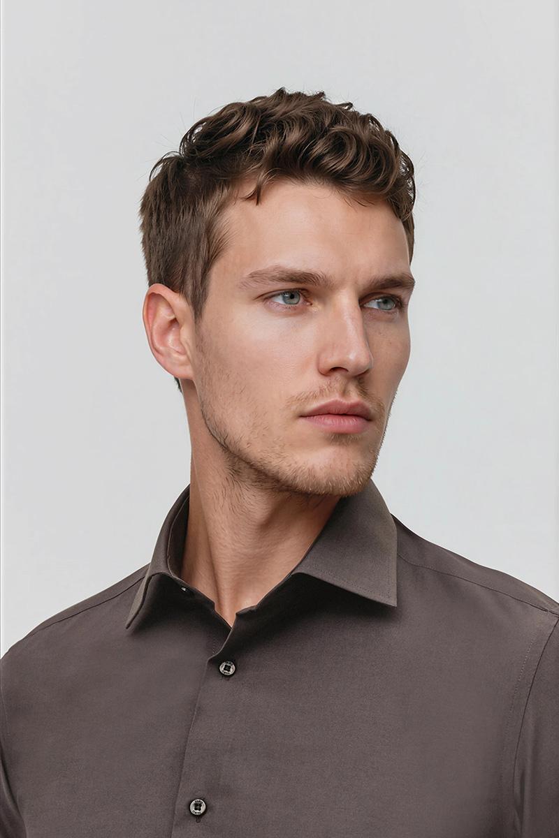 BRĄZOWA KOSZULA MĘSKA