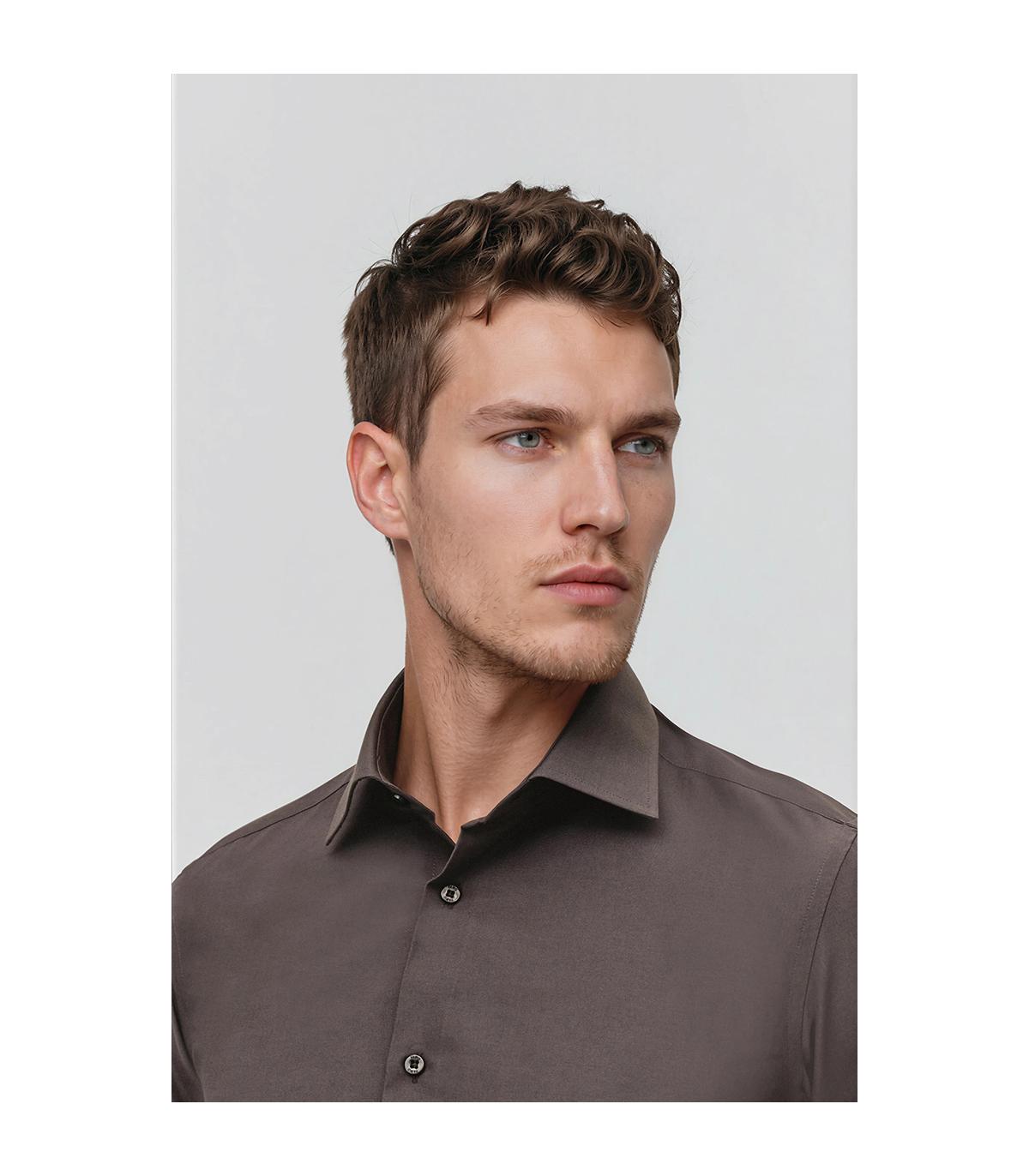 BRĄZOWA KOSZULA MĘSKA