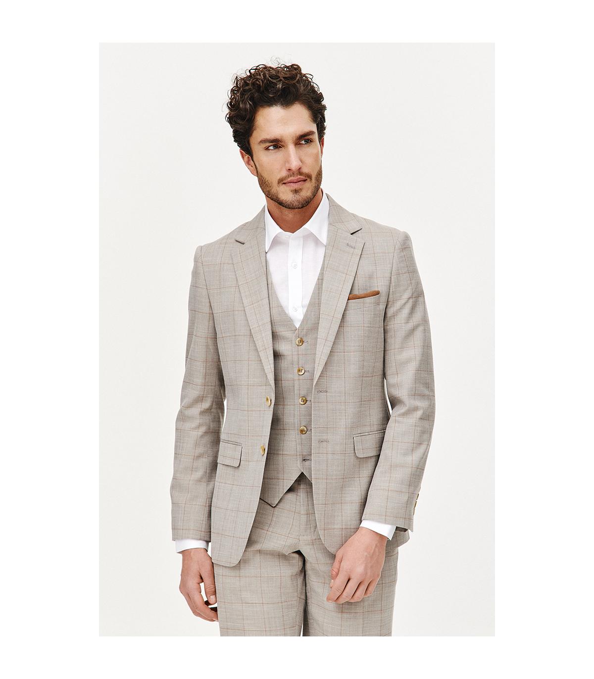 BEŻOWY GARNITUR MĘSKI